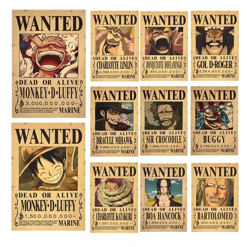 Vintage Collectible Figures - Аниме-постеры «One Piece»: плакаты с розыскными